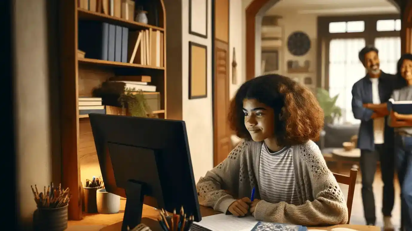 Student completing Ontario credits online